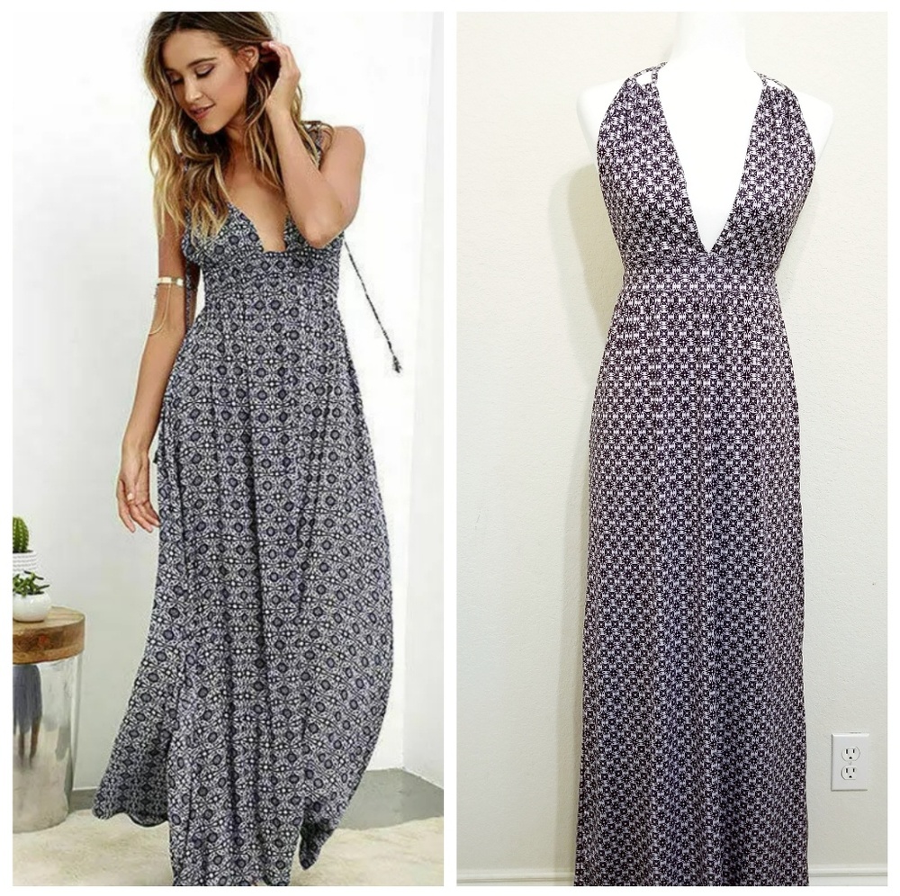 NEW Boho Summer Beach Maxi Halter Dress - Picture 2 of 8